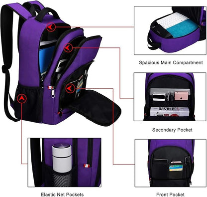 Della Gao Travel Laptop Backpack, Small Backpack for Men and Women with USB Slit Business Computer Backpack Bag (Purple, 15.6 Inch)