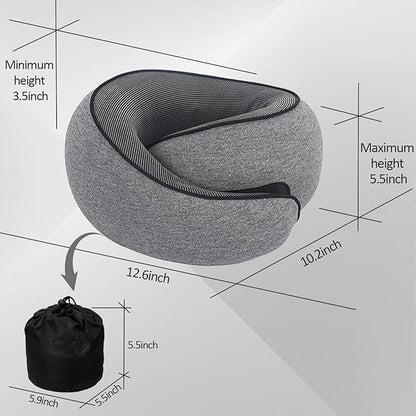 Outney™ Travel Pillow for Airplanes 2025 Veritable Chin Support Travel Neck Pillow 100% Pure Memory Foam Full Neck Surround Pillows for Traveling Flight Sleeping Portable Travel Essentials (Grey)