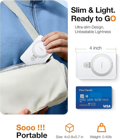 TORRAS EasyGo 10000mAh Magnetic Portable Charger Power Bank for iPhone, Fast Charging Travel Essential Wireless Battery Pack with Stand Compatible with Magsafe, 17 Pro Max,Pro,16,15,14,13,12, White