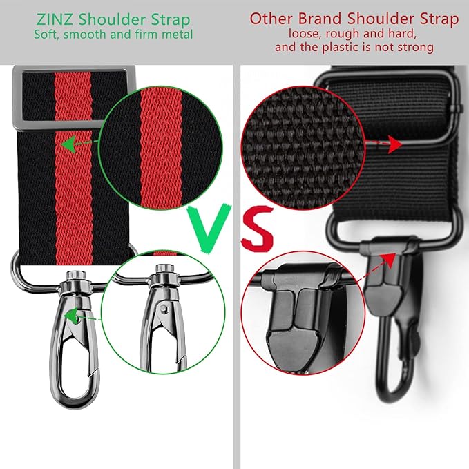 ZINZ 79 inch Shoulder Strap, Extra-thick Fixed Cushion Pad and Dual Clasps Universal Replacement Strap with Metal Swivel Hooks for Laptop Bags, Luggage Bags, Camera, Crossbody(Stripes-BkRBk)