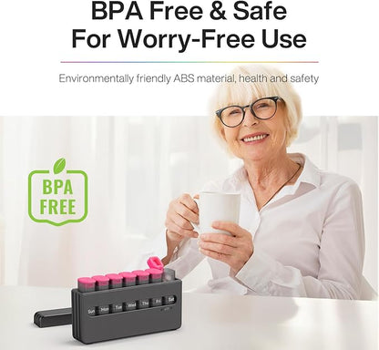 Weekly Pill Organizer 2 Times a Day - Am Pm Pill Box 7 Day, Large Twice Medicine Pill Case for Daily Medication, Vitamins, Fish Oils, Supplements Portable Week Pill Holder Container, Rose Pink