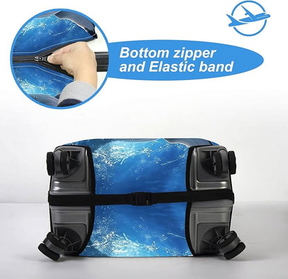 Luggage Cover Protector for 26-28 Inch Suitcases, TSA Approved Elastic Travel Suitcase Covers, Anti-Scratch Washable Luggage Sleeve for Carry On & Checked Bags, White Shark