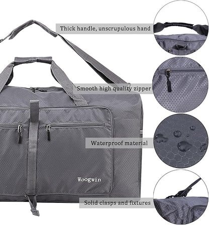 Woogwin Travel Duffel Bag Large Foldable Waterproof Overnight Bag for Beach Swim Bags Pool Sports Gym