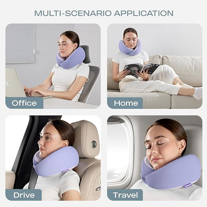 Skechers Women's Memory Foam Neck Pillow, Comfortable & Breathable Travel Pillow,Neck Pillow Airplane for Travel, Car Rides, Home, and Office Use, Ergonomic Design for Men and Women,Purple