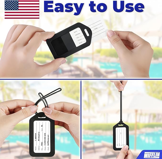 Mifflin-USA - Luggage Tags - Black, 100 PK - Bag Tag for Baggage - Suitcase Accessory Bulk