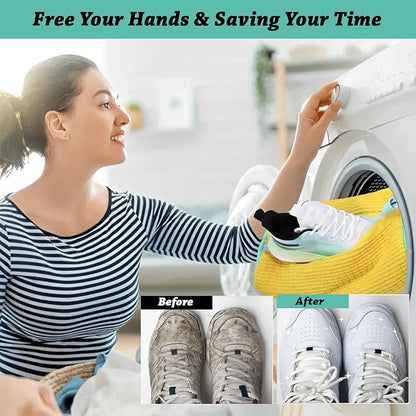 2 PCS Shoe Washing Machine Bag – XL 15" Durable Bags for Washer and Dryer with 2 Shoe Laundry Bags – Reusable Sneaker Bag, Shoes Wash Bag, Cleaning Kit 360° Protects Shoes from Damage
