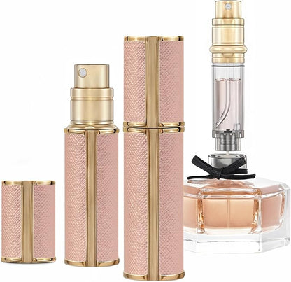 5ml Perfume Spray Bottle, AG00RG Leather Refillable Dispenser Bottom Fill Fragrance Scent Container, Portable and Leak-proof Suitable for Traveling & Outgoing (Rose Gold)