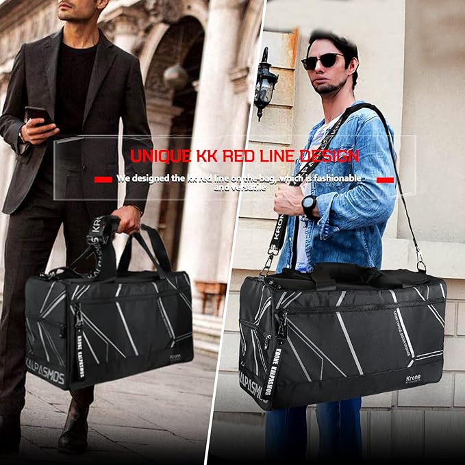 Sneaker Bag, Sport Duffel Bag for Men Women, Gym Bag, Gear Bag, Krone Kalpasmos Versatile Travel Duffel Bag with 3 Removable Dividers, Designer Collection
