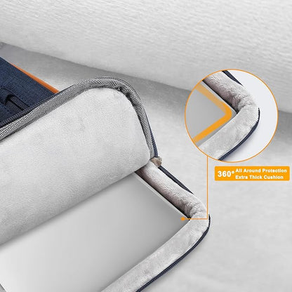 MOSISO 360 Protective Laptop Shoulder Bag,17-17.3 inch Computer Bag Compatible with MacBook, HP, Dell, Lenovo, Asus Notebook,Side Open Messenger Bag with 4 Zipper Pockets&Handle, Navy Blue