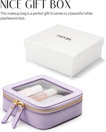 Popvibe Clear Makeup Bag Travel Cosmetic Case Transparent Toiletry Bag with Zipper, Portable Make Up Organizer Traveling Compact Car Bag for Essentials