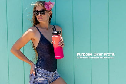 HYDRO CELL Stainless Steel Insulated Water Bottle with Straw - For Cold & Hot Drinks - Metal Vacuum Flask with Screw Cap and Modern Leakproof Sport Thermos for Adults (Coral/Punch 40oz)