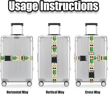 Nuxovilar Luggage Straps of 2 Set Sunglasses Airplane Suitcase Pattern, 1.96x90.5 inches - Luggage Straps for Suitcases, Perfect for Travel, Business Trips, Vacation