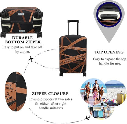 Explore Land Travel Luggage Cover Suitcase Protector Fits 31-32 Inch Case (Gold Fragile, XL)