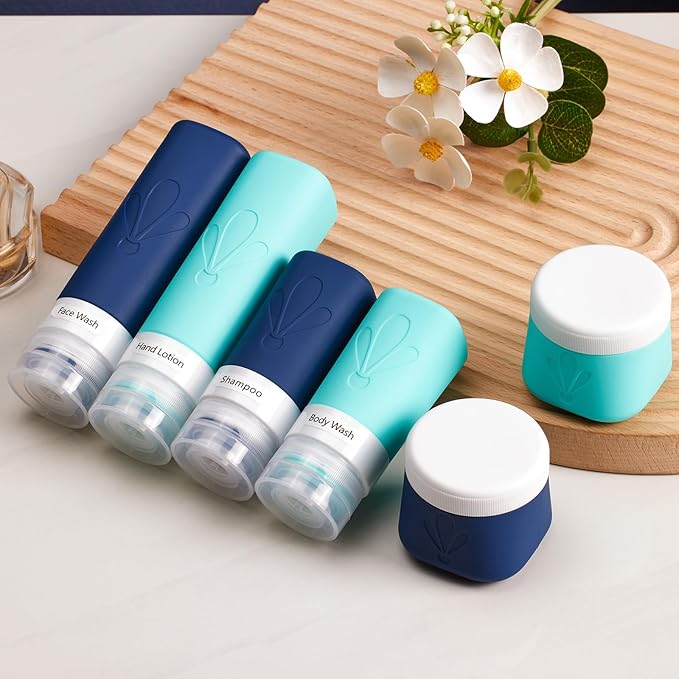 INSFIT Silicone Travel Bottles Set, 6 Pack Travel Size Toiletries, Leakproof Travel Bottles for Toiletries, Travel Accessories for Women, Airplane Travel Essentials, Travel Containers for Toiletries