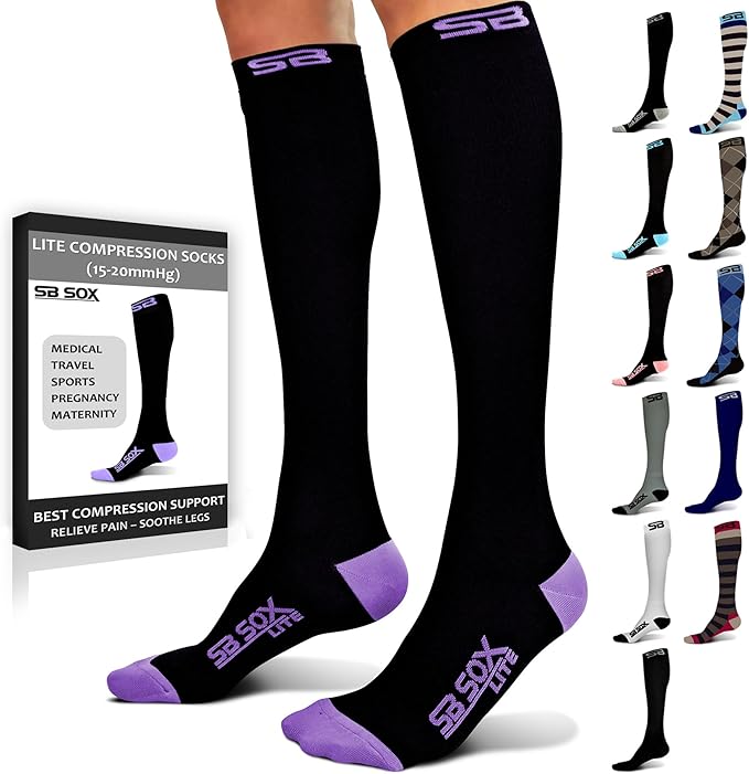 SB SOX Lite Compression Socks for Men & Women (15-20mmHg) – Best Compression Socks for Travel, Sports, and Daily Wear - XXL Sizes too!