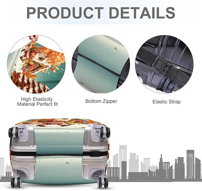 FOREVER QUEEN Santa Claus - Gingerbread House Luggage Cover Suitcase Protector Suitcase Cover Anti-Scratch,Stretchable Bag Cover Washable Durable Polyester