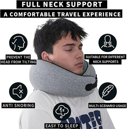 Neck Pillow Airplane –2025 Updated, 100% Memory Foam Travel Pillow for Sleeping, 360° Ergonomic Neck Support, Pain Relief for Long Flights, Portable Travel Accessory for Plane & Car (Light Gray)
