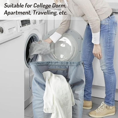 Backpack Laundry Bag, Large Laundry Backpack with Detergent Holder and Adjustable Shoulder Straps for College Travel Dorm Room (Gray)