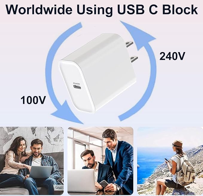 iPhone 17/16/15 Charger Fast Charging 3Pack 40W USB C Charger Fast Charging Block with 10FT USB C Cable for iPhone 17/17 Pro/17 Pro Max/17 Air/16/16 Plus/16 Pro/16e/16 Pro Max/15/15 Pro Max/iPad Pro