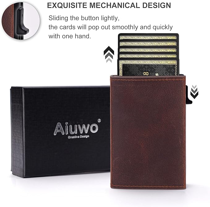 Aiuwo Airtag Wallet for Men,Mens Wallet Card Holder,Smart,Slim,Minimalist Wallet,Credit Cards Holder RFID Blocking Wallet (Airtag Wallet, Crazy Horse Brown)