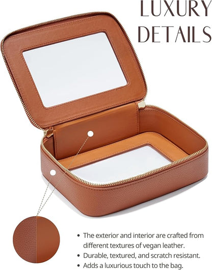 Popvibe Clear Makeup Bag Travel Cosmetic Case Transparent Toiletry Bag with Zipper, Portable Make Up Organizer Traveling Compact Car Bag for Essentials