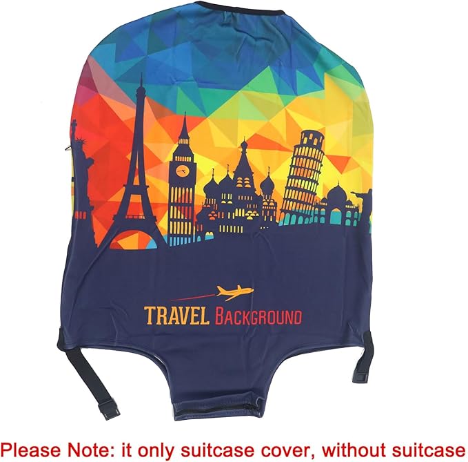 MosaiRudo Thicker Luggage Cover Elastic Suitcase Cover Protector Fits 18-32 Inch Suitcase Travel Accessories (Travel-4, S)