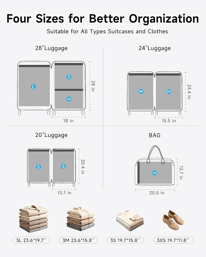 12 Pack Travel Vacuum Seal Bags with Rechargeable Electric Pump, 4 Sizes Space Saver Vacuum Storage Bags for Luggage and Suitcase, Compression Bags for Packing, Travel Vacuum Bags for Clothing