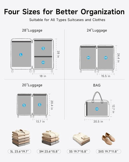 12 Pack Travel Vacuum Seal Bags with Rechargeable Electric Pump, 4 Sizes Space Saver Vacuum Storage Bags for Luggage and Suitcase, Compression Bags for Packing, Travel Vacuum Bags for Clothing