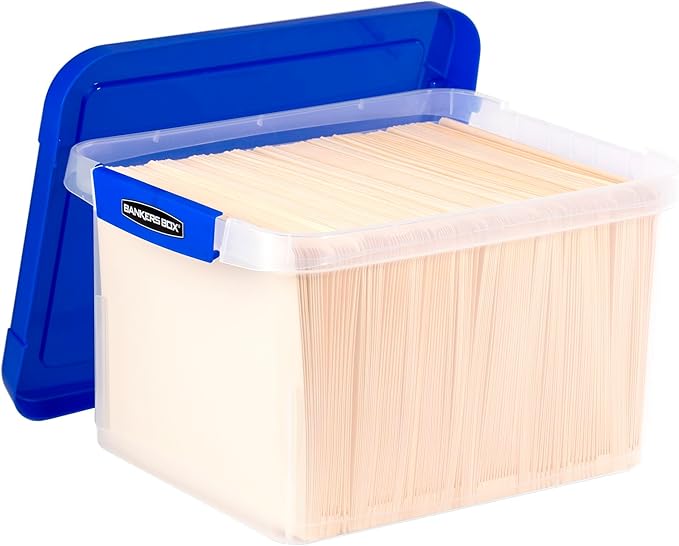 Bankers Box Heavy Duty Plastic File Box with Hanging Rails, Letter/Legal, 1 Pack (0086205)