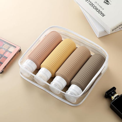 Travel Bottles for Toiletries, Large 6oz Travel Size Containers, BPA Free Leak Proof Tubs Refillable Liquid Accessories with Toiletry Bag for Cometic Shampoo and Lotion Soap (4 Pack)