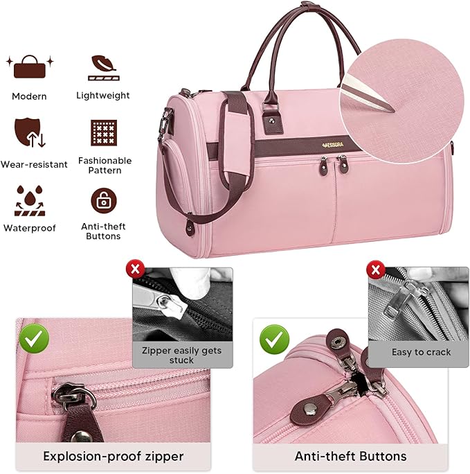 Carry On Garment Bags for Travel, Convertible Garment Duffle Bag for Men Women, 2 in 1 Suit Bag Travel Duffel Bag with Shoes Compartment & Detachable Shoulder Strap