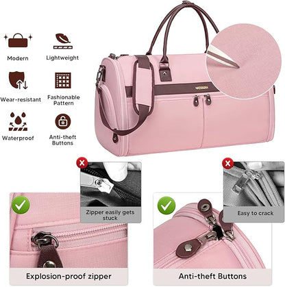 Carry On Garment Bags for Travel, Convertible Garment Duffle Bag for Men Women, 2 in 1 Suit Bag Travel Duffel Bag with Shoes Compartment & Detachable Shoulder Strap