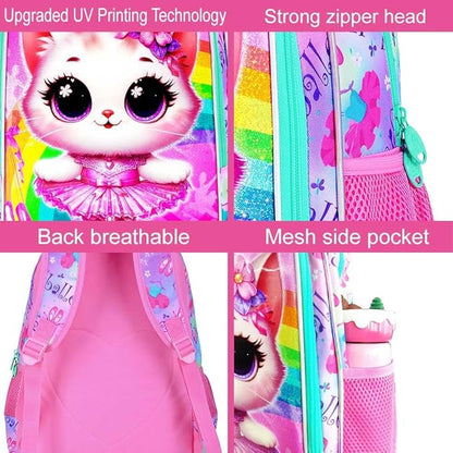 WZLVO 3PCS Kids Backpack for Girls, Unicorn Dinosaur Animal Prechool Elementary Kindergarten School Bookbag with Lunch Box