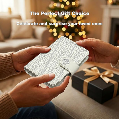 Passport Holder for Travel, RFID Blocking Leather Airtag Wallet for Women Men, Large Passport Cover Essentials Gift, Tickets, Cash, Photo, Sim Card Pen Slot - White