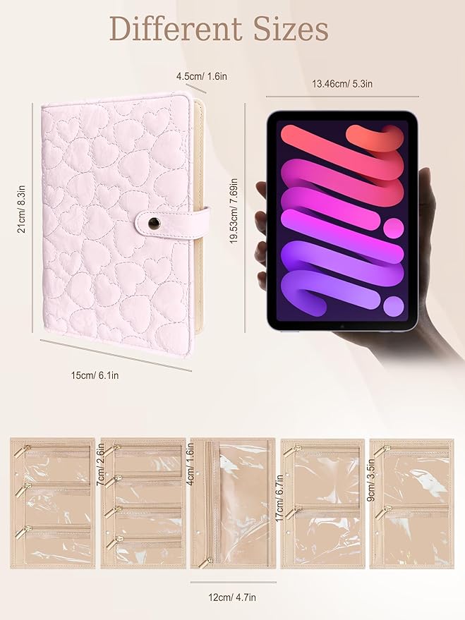 Travel Jewelry Organizer Case, Portable Jewelry Storage Roll Bag with Clear Zipper Velvet Pouch, Jewelry Holder Book Ring Binder for Bracelet, Necklace, Earring, Ring (Pink)