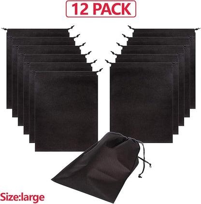 12 Pack Shoe Bags for Travel Non-Woven with Rope for Men and Women Large Shoes Pouch Storage Packing Organizers