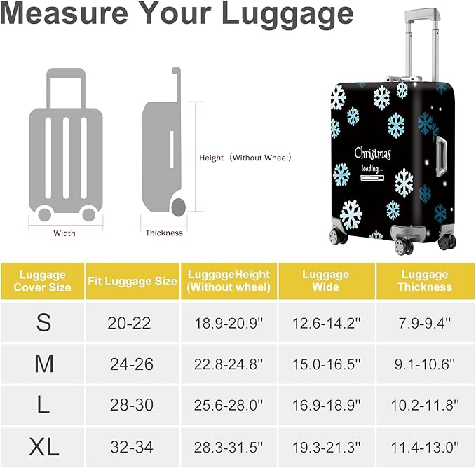 ANNA QUEEN Christmas Loading Luggage Cover, Funny Snowflake Design Suitcase Protector, Stretchable Washable Travel Sleeve for 24-26 Inch Luggage