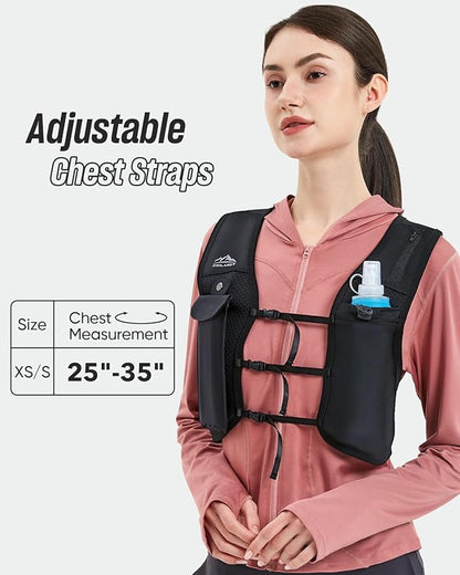 2 Pack Running Vest Soft Flask, BPA-Free 500ml Collapsible Water Bottle for Hydration Backpack, Folding Running Water Bottle for Marathon, Hiking, Cycling, Climbing (White, 500ML - 2 Pack)