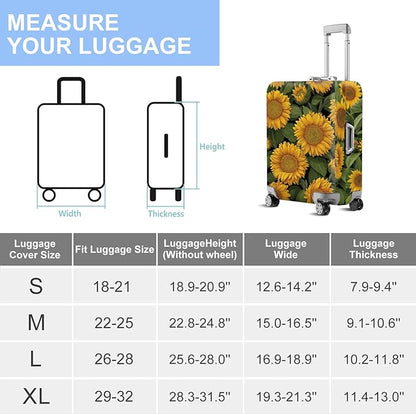 FOREVER QUEEN Sunflower Luggage Cover Suitcase Protector Suitcase Cover Anti-Scratch,Stretchable Bag Cover Washable Durable Polyester