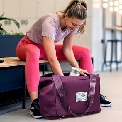 Ranslen Large Capacity Folding Travel Bag,Expansion Travel Duffel Bag with Dry and Wet Separation Portable Travel Duffel Bag