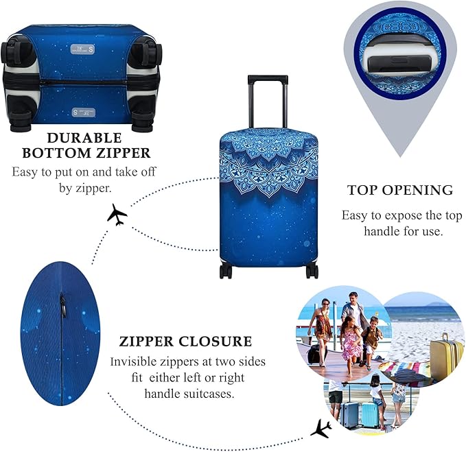 Explore Land Travel Luggage Cover Suitcase Protector Fits 27-30 Inch Case (Blue Violets, L)