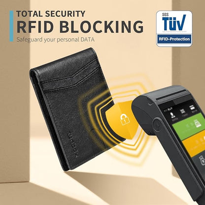 RUNBOX Wallet for Men Slim Rfid Leather 2 ID Window With Gift Box