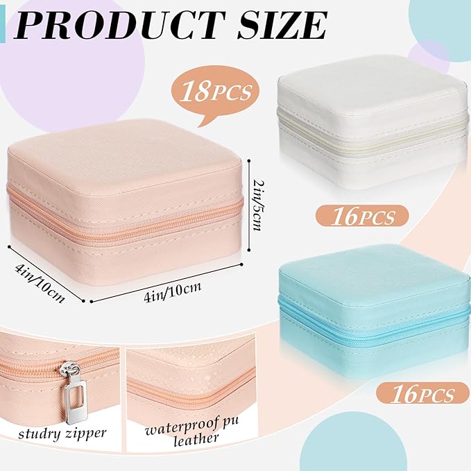 Batiyeer 50 Pcs Small Jewelry Travel Case Bulk Mini Jewelry Box Wedding Bridesmaid Proposal Return Gift for Pooja(White Pink Blue)