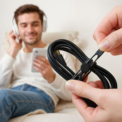 Data Cable Organizer, 2025 New Elastic Silicone Cable Straps Cord Organizer, Reusable Cable Ties Wire Organizer for Bundling and Fastening Earphone, Phone Charger (24 Pcs)