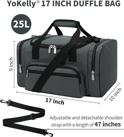Small Gym Duffle Bag - 17 inch Carry On Weekender Bag for Travel Sport (17x10x9 in) - Dark Grey