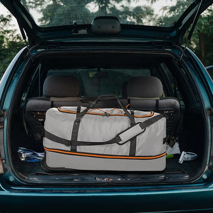 32” 1680D Oxford Foldable Duffle Bag with 2 Wheels,110L to 140L Expandable Soft Sided Rolling Travel Bag,Grey