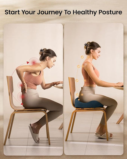 ProtoArc Seat Cushion, Office Chair Cushion for Sciatica, Coccyx Cushion, Ergonomic Memory Foam Seat Cushion for Car, Home, Pressure Relief Pad for Hip, Tailbone, All Day Comfort - Nayy