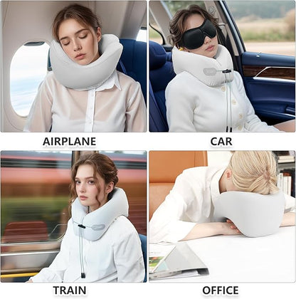 jiaao Travel Pillow, Neck Pillow Airplane, Plane Pillow Memory Foam Travel Neck Pillow with 360° Head and Neck Support, Portable Travel Essential Suitable for Airplane, Car, Train, or Bus Trip