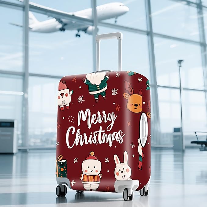 ANNA QUEEN Merry Chrismas Travel Luggage Cover Suitcase Protector Suitcase Cover Anti-Scratch,Stretchable Luggage Travel Bag Cover Washable