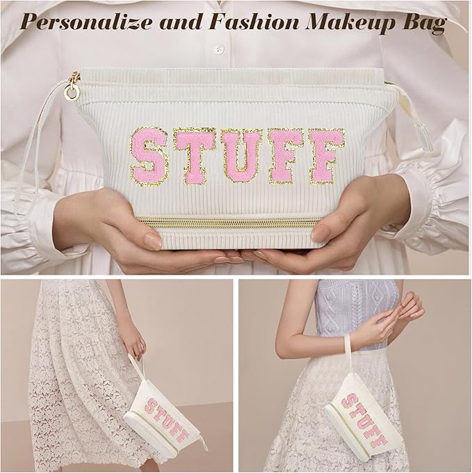Travel Make up Bag Double Layer Cosmetic Bag Gift for Women Preppy Stuff Bag for Her Mom Girlfriend Wife Teacher 12 13 14 15 16 Years Old Teen Girl Gifts Trendy Bag